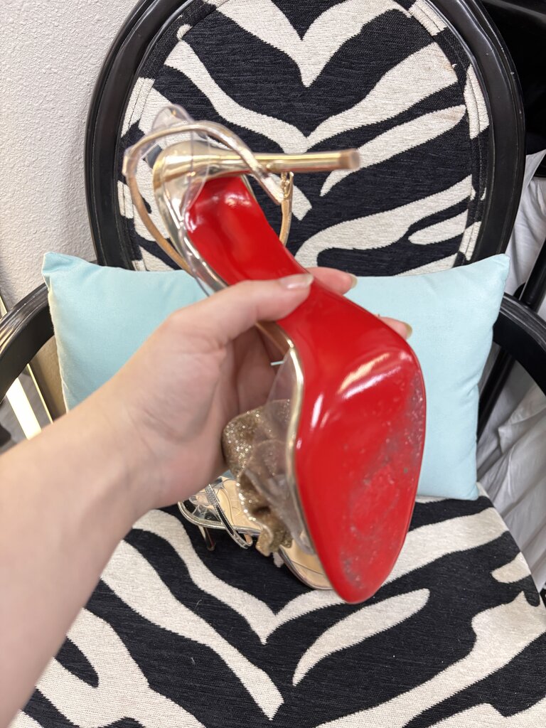 Christian Louboutin Fossiliza 100 Glitter Light Gold