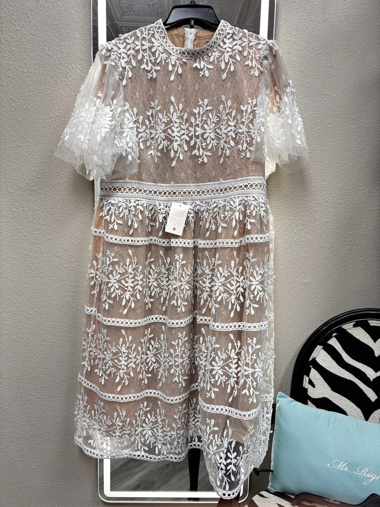2x white lace floral dress