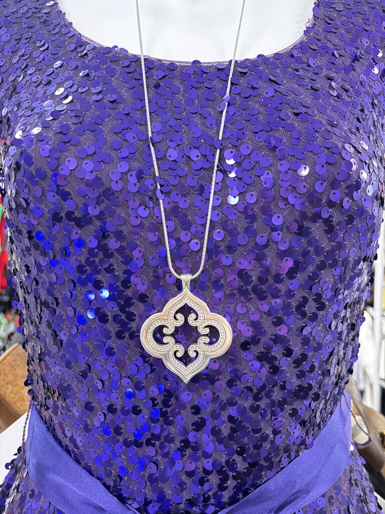 silver necklace with large pendant