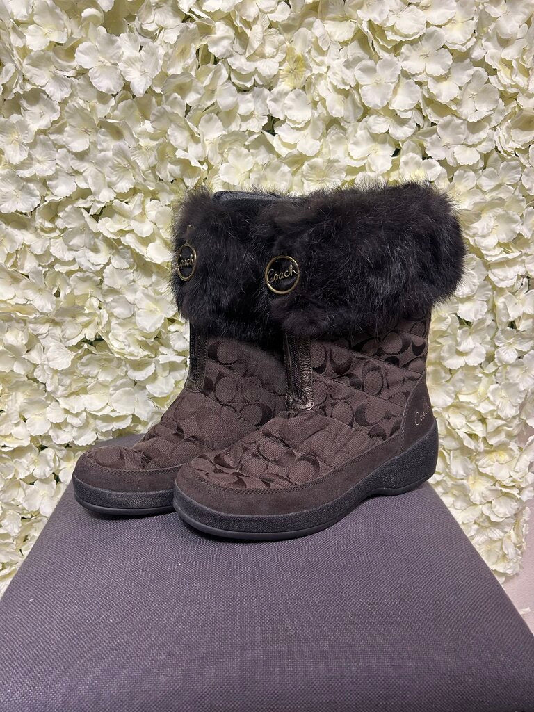 Coach Brown Boot with Fur Accents