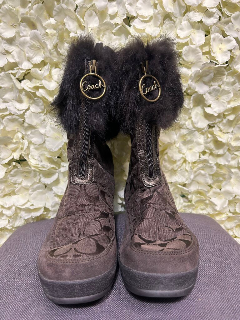 Coach Brown Boot with Fur Accents