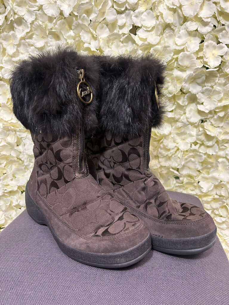 Coach Brown Boot with Fur Accents