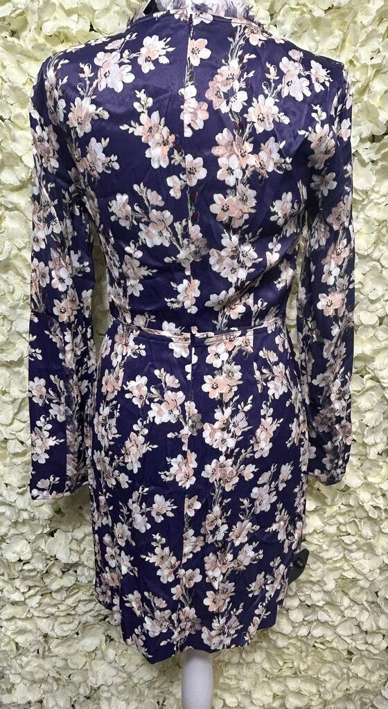 purple floral short dress