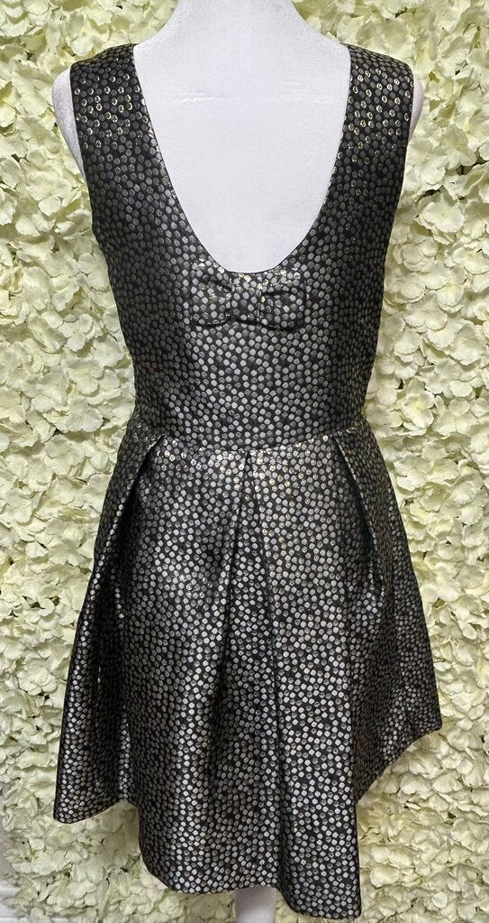 black metallic polka dot dress