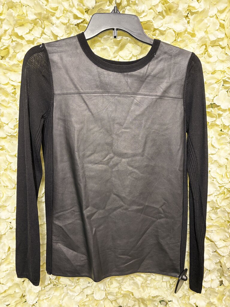 Vince Leather and Knit Long Sleeve Top