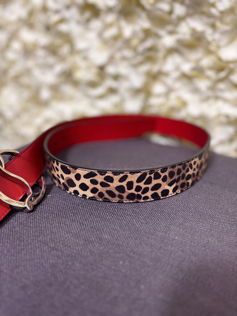 Christian Louboutin Red & Cheetah Print Belt
