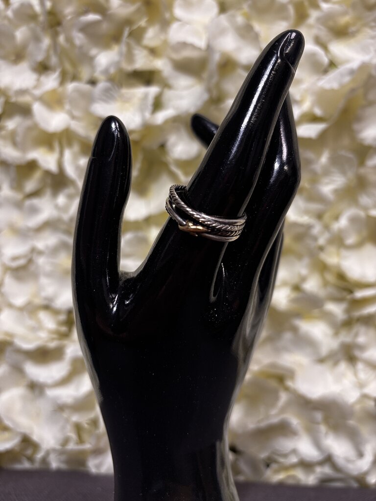 David Yurman 2 tone cross over 18K & Silver