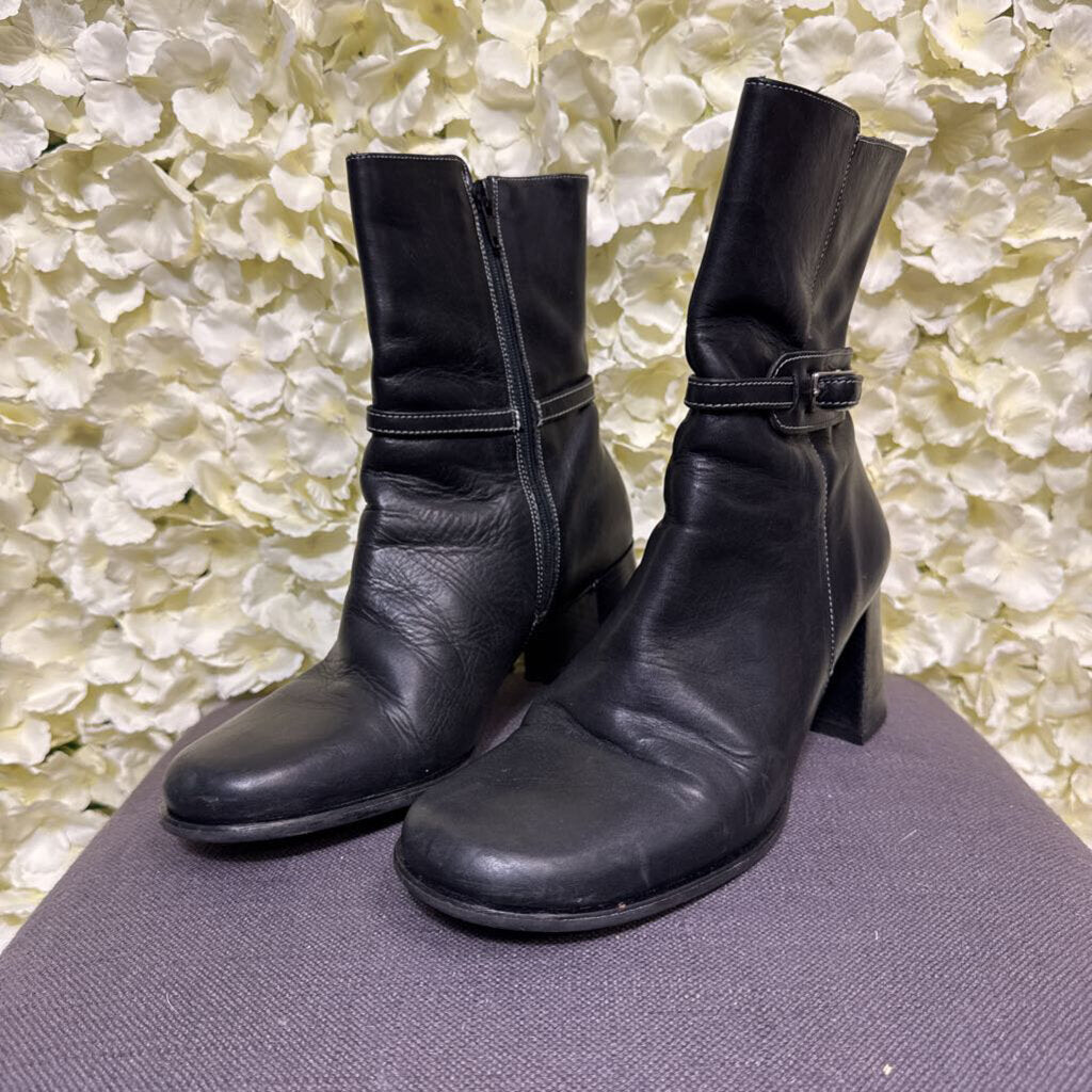 black ankle boot heel