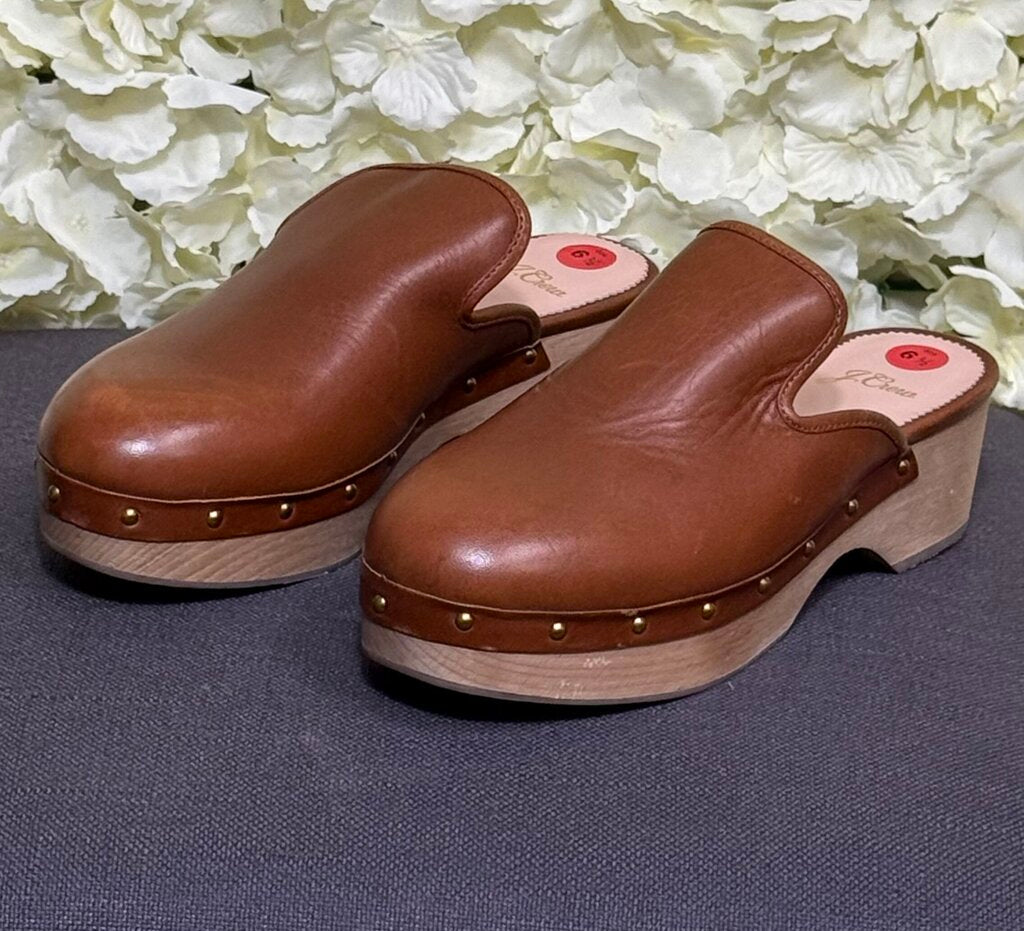 brown leather clog sandal