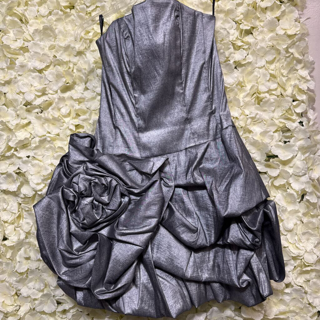 Grey Short Rose Bubble Dress