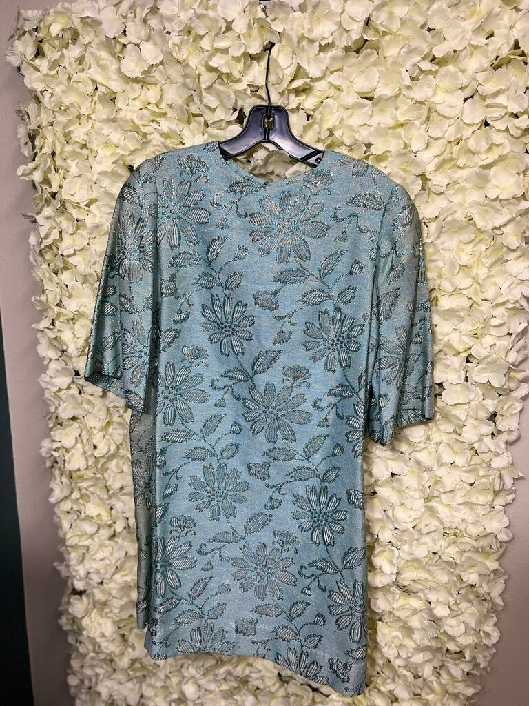 VTG blue floral embroidered dress