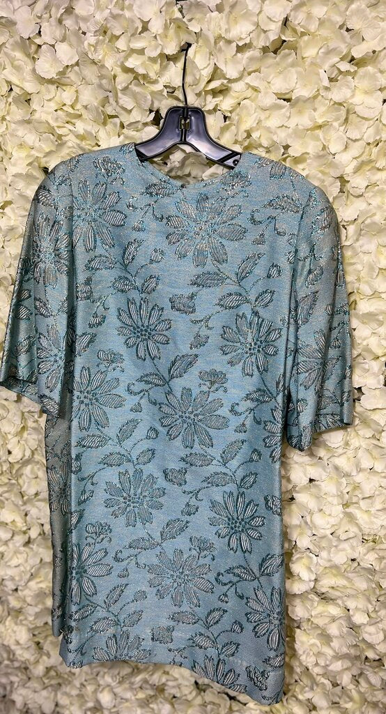 VTG blue floral embroidered dress