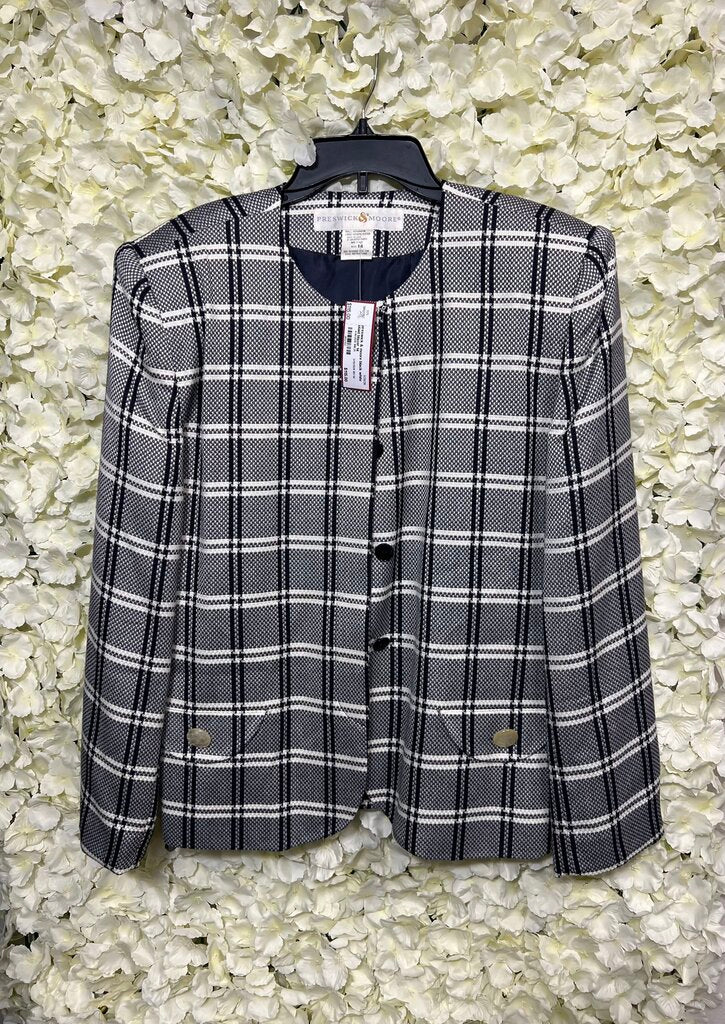 black white plaid blazer