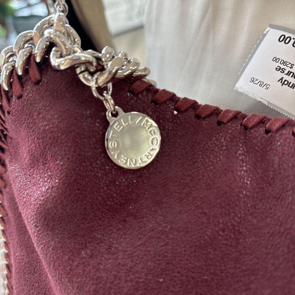 burgundy silver chain crossbody purse