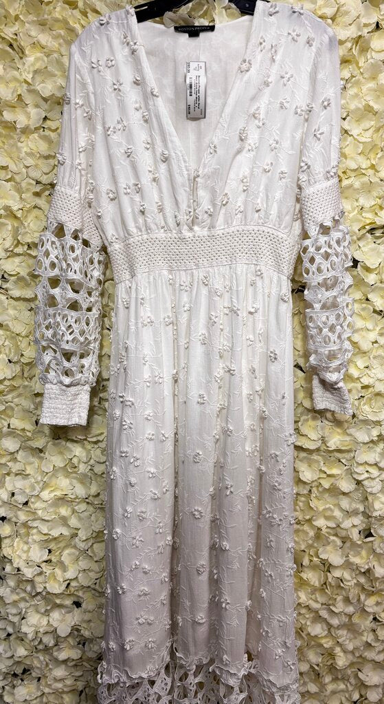 white floral maxi dress long sleeve