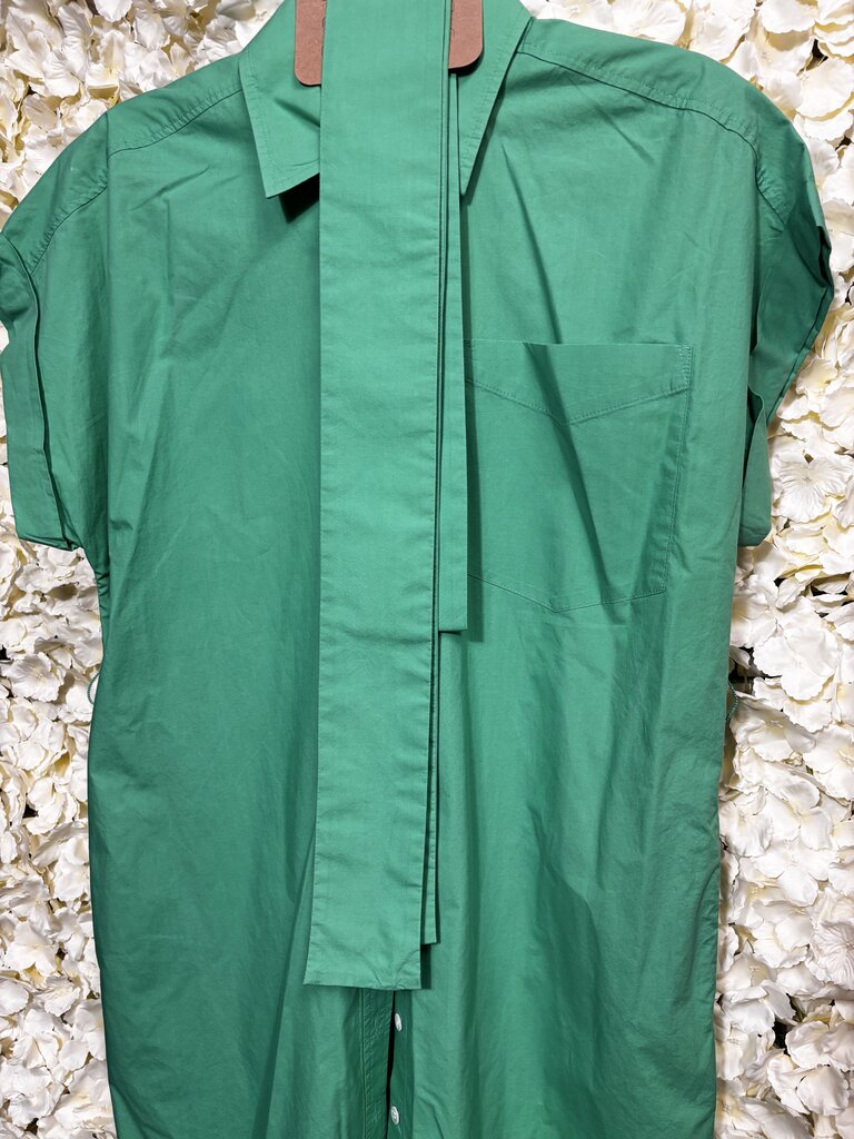 green button down dress