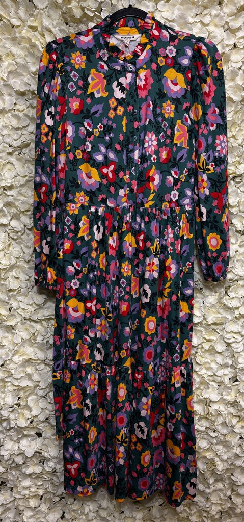 green floral long sleeve dress