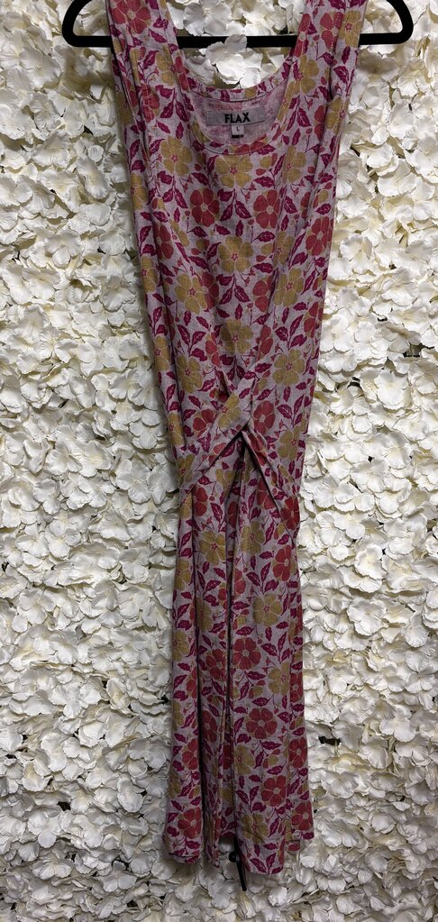 sleeveless dress orange pink yellow floral