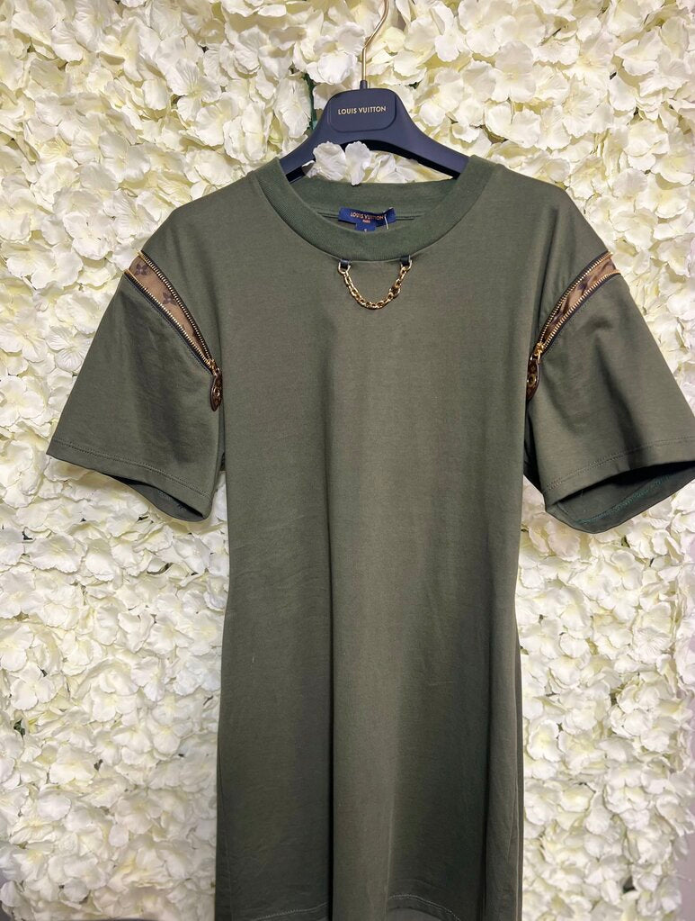 green tee w/ zipper detail dress