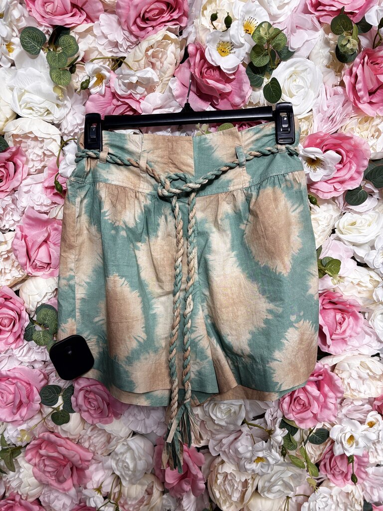 teal brown tye dye short