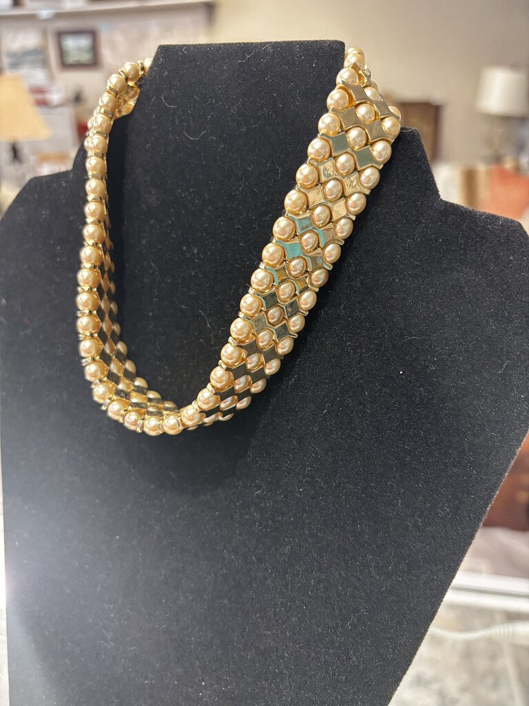 champagne pearl gold necklace