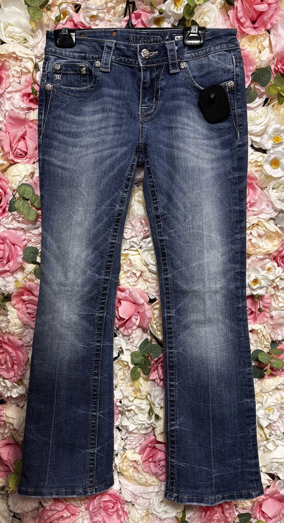 brown floral pocket blue jean
