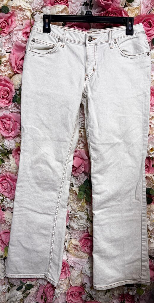 white jean bootcut brown lined