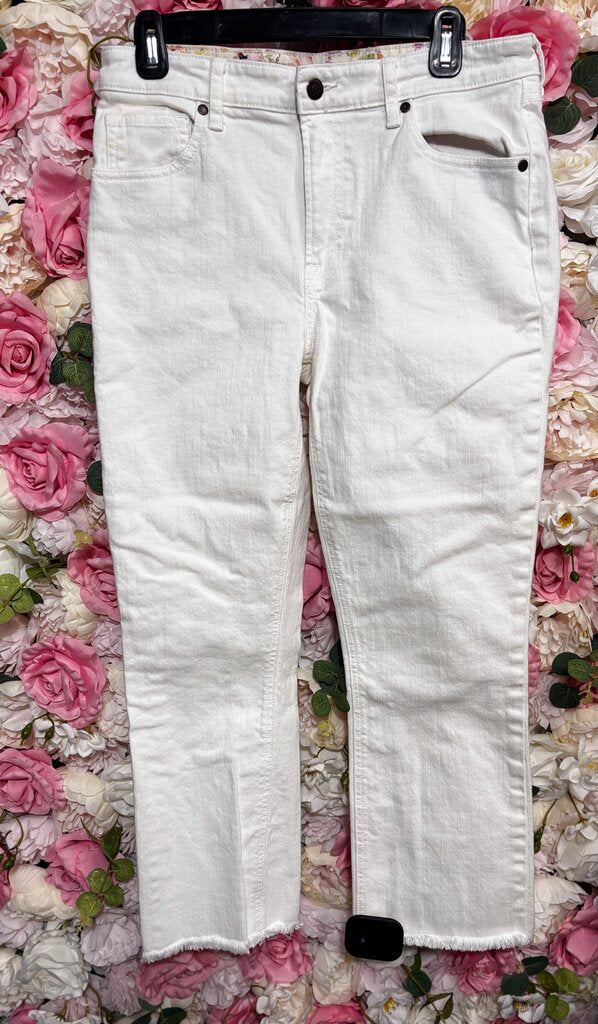 cropped baby boot white jean butterfly patch pocket