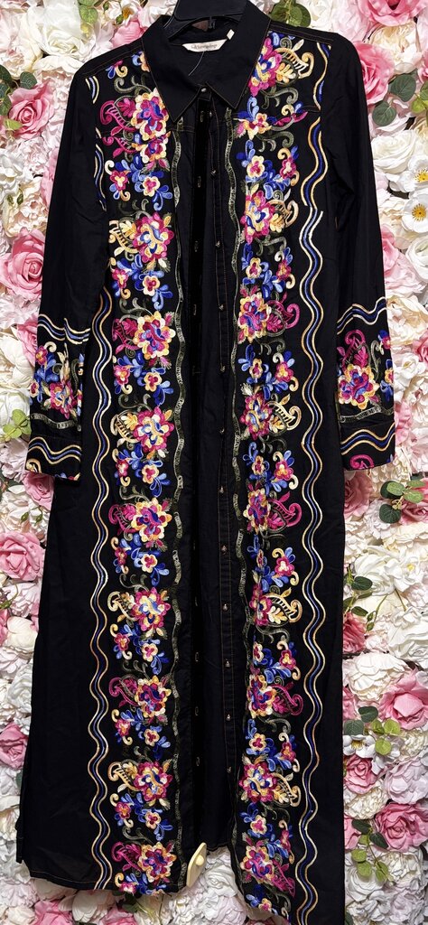 black button down multicolor long sleeve shirtdress