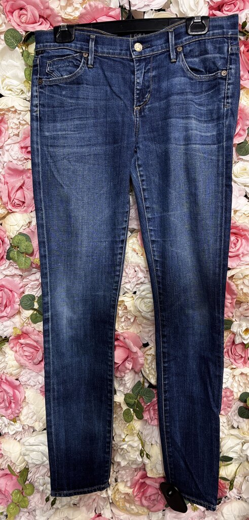 blue low rise skinny leg jean