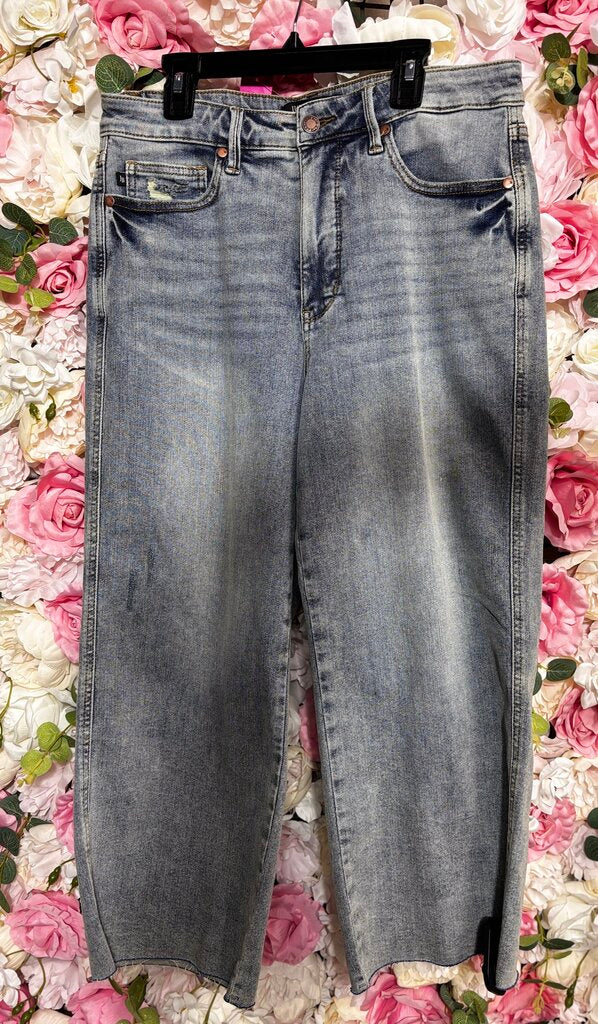 light washed blue high rise jean