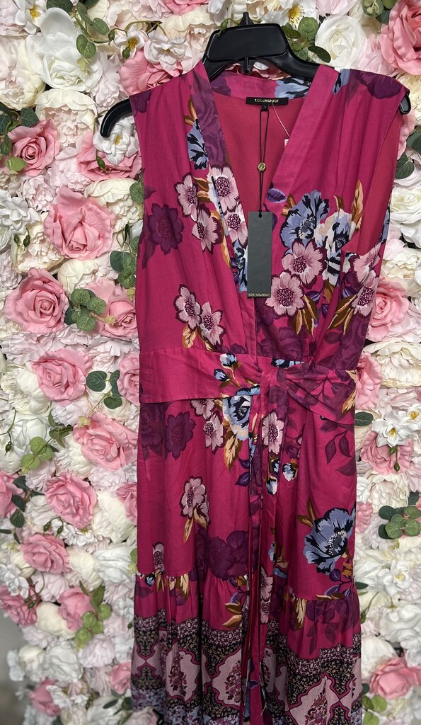pink floral sleeveless dress