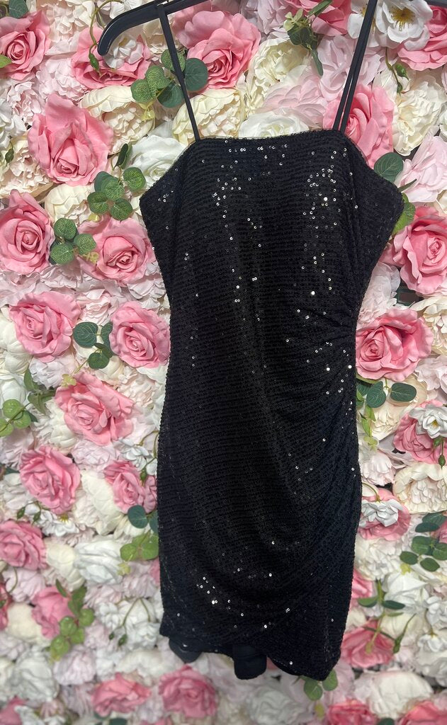 black sequin dress
