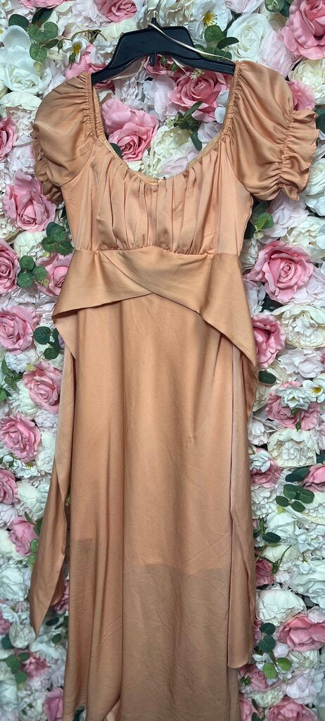 orange satin sundress maxi