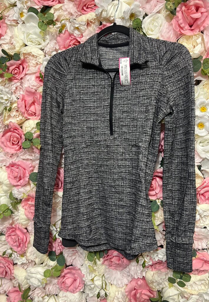 grey black quarter zip long sleeve active top