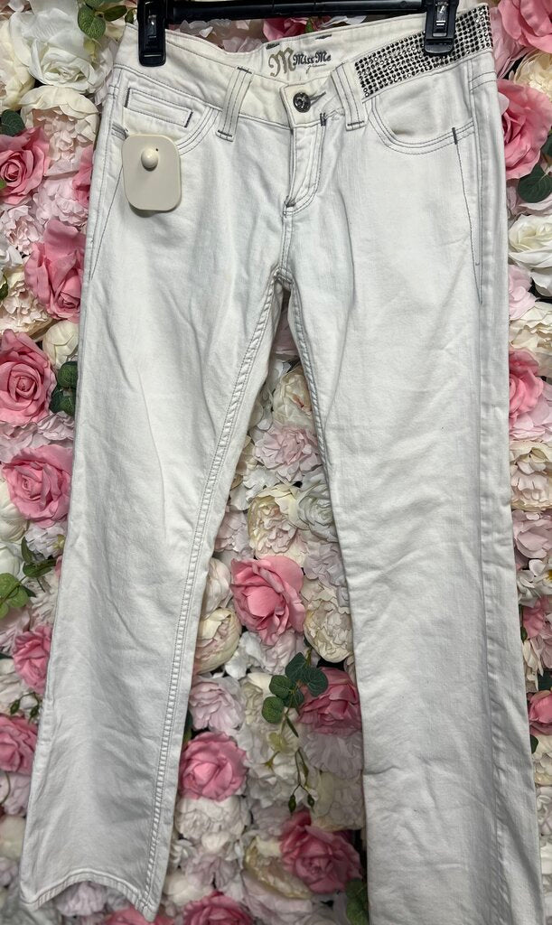 white bedazzled bootcut jean