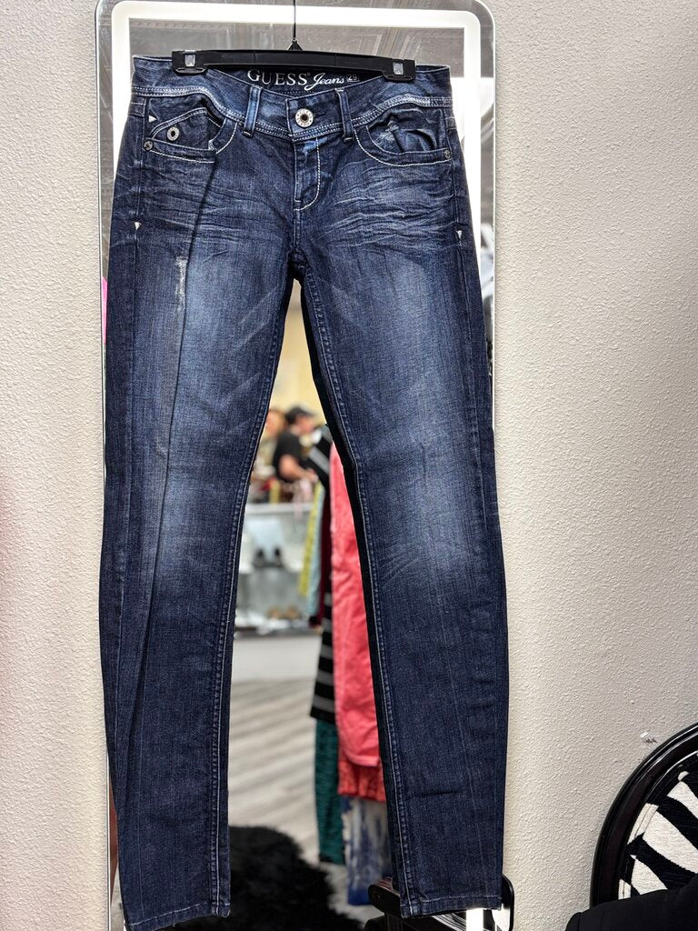 guess blinged out pockets skinny jeans