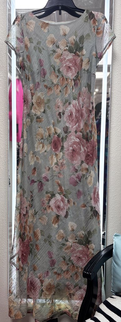 VTG green short sleeve floral dress