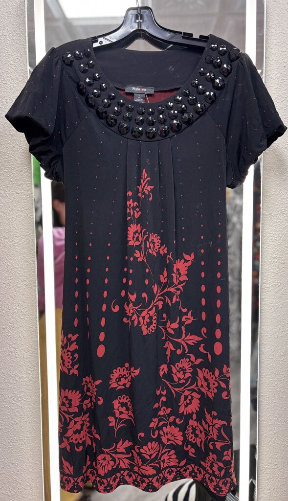 black red floral dress