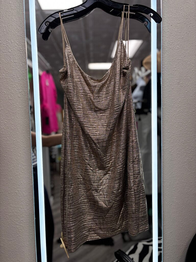 gold mini dress spaghetti strap