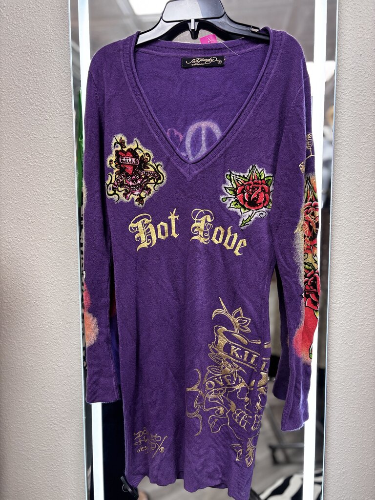 purple long sleeve sweater dress