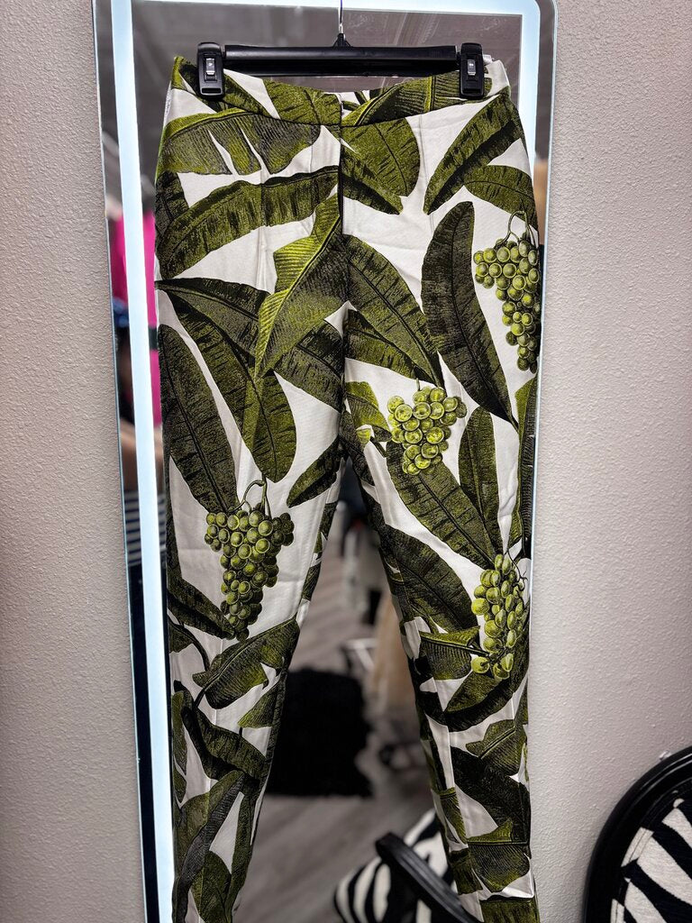 green tropical trouser
