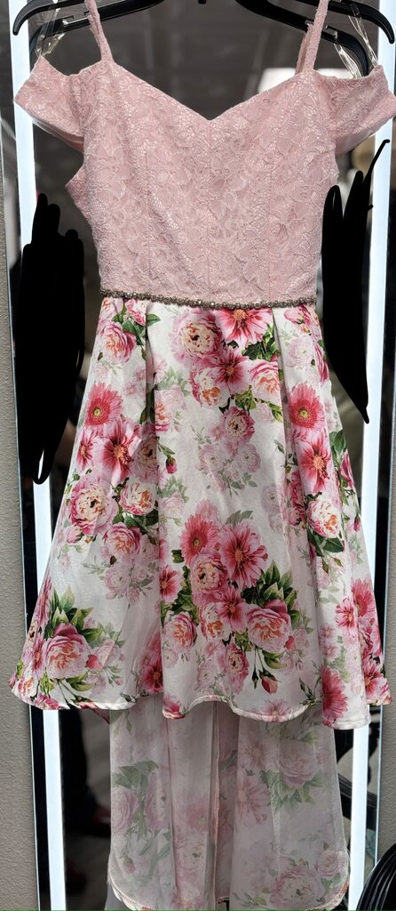 light pink flower dress off the shoulder